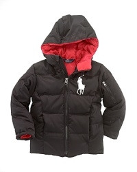 The Big Pony Puffer jacket is crafted from channel-quilted microfiber for lightweight warmth and increased protection against wear and tear. The Big Pony Puffer jacket is crafted from channel-quilted microfiber for lightweight warmth and increased protection against wear and tear.