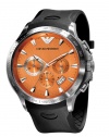 Emporio Armani Quartz, Orange Dial with Black Rubber Strap Band - Men's Watch AR0652