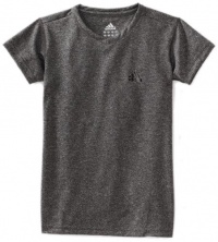 adidas Girls 7-16 Clima Tech Tee, Dark Grey Heather/Black, Small adidas Girls 7-16 Clima Tech Tee, Dark Grey Heather/Black, Small