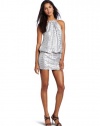 laundry BY SHELLI SEGAL Women's Sequin Blouson Cocktail Dress, Silver, 2