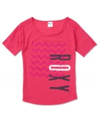 Give your blah tee style an instant boost with this bright short sleeve tee by Roxy.