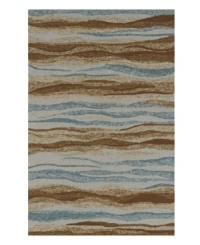 Make waves at your next outdoor gathering. This indoor/outdoor rug from Dalyn features a cool and calming design crafted from hand-hooked polypropylene for superb durability and easy cleaning. Make waves at your next outdoor gathering. This indoor/outdoor rug from Dalyn features a cool and calming design crafted from hand-hooked polypropylene for superb durability and easy cleaning.