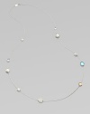 From the Wonderland Collection. A delicate silver chain is sprinkled with faceted round stones, including colorful quartz-layered doublets, iridescent mother-of-pearl and radiant clear quartz.Mother-of-pearl and clear quartzSterling silverLength; 17Lobster claspImported