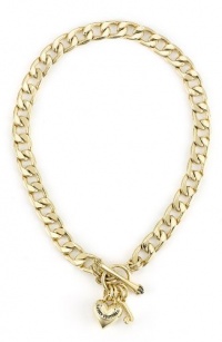 Juicy Couture Girl's Chain Link Starter Necklace w Heart & J Charms Gold Juicy Couture Girl's Chain Link Starter Necklace w Heart & J Charms Gold