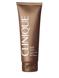 Tinted lotion gives you instant colour, golden tan develops in just a few hours. Looks smooth, even, natural. Self-tanning plus: No surprises -- it shows where it goes. Oil free, non-acnegenic. Dermatologist tested. 4.2 oz. 