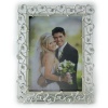 Lawrence Frames 5 by 7-Inch Silver Plated Metal Picture Frame, Open Heart Design with Crystals and Ivory Enamel