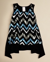 Sweet sequins form a jagged pattern across this stunning little tank top from Kiddo. Sweet sequins form a jagged pattern across this stunning little tank top from Kiddo.
