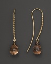 Faceted smoky quartz briolettes add rich sparkle to 14K yellow gold. By Nancy B.