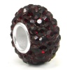 Swaroski Garnet Red Crystal Ball Bead Sterling Silver Charm Fits Pandora Chamilia Biagi Trollbeads European Bracelet