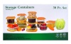 30 Piece Plastic Food Container Set - 15 Plastic Storage Containers with Orange Lids
