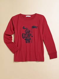 Burberry's iconic baby knight stands at attention in a mottled print on the front of a simple, long-sleeved tee.Crew necklineLong sleeves with ribbed cuffsBurberry logo printed at back hemCottonMachine washImported Burberry's iconic baby knight stands at attention in a mottled print on the front of a simple, long-sleeved tee.Crew necklineLong sleeves with ribbed cuffsBurberry logo printed at back hemCottonMachine washImported