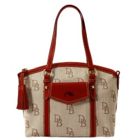 Dooney & Bourke Signature Jacquard Front Pocket Satchel, Brown/Red Dooney & Bourke Signature Jacquard Front Pocket Satchel, Brown/Red
