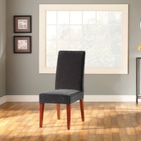 Sure Fit 119825236H_BLK Stretch Pinstripe Short Dining Room Chair Cover, Black Sure Fit 119825236H_BLK Stretch Pinstripe Short Dining Room Chair Cover, Black