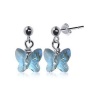 SCER170 Sterling Silver Blue Butterfly Crystal Earrings Made with Swarovski Elements