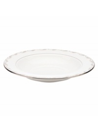 Crafted of exquisite bone china with platinum trim and paisleys, the Paisley Bloom rim soup bowl from Marchesa by Lenox turns heads at any formal table. Crafted of exquisite bone china with platinum trim and paisleys, the Paisley Bloom rim soup bowl from Marchesa by Lenox turns heads at any formal table.