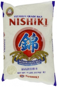 Nishiki Premium Rice, Medium Grain, 15-Pound Bag