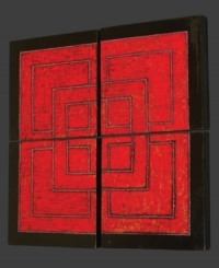 Four panels of textured red squares give your home a modern, artistic edge. Display individually or as one large piece for maximum drama. Four panels of textured red squares give your home a modern, artistic edge. Display individually or as one large piece for maximum drama.