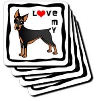 I Love My Doberman Pinscher Dog - Black - Red Heart - Set Of 4 Coasters - Soft I Love My Doberman Pinscher Dog - Black - Red Heart - Set Of 4 Coasters - Soft