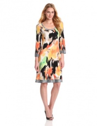 Calvin Klein Women's Printed Scoop Neck Dress, Key Lime/Bellini Multi, X-Large Calvin Klein Women's Printed Scoop Neck Dress, Key Lime/Bellini Multi, X-Large