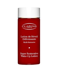 Restores, Renews, RepairsSkin Type: All Skin Types Texture: Lotion Exhausted skin? Wake-up refreshed! Clarins exclusive blend of Green Coffee, Oat Sugars, Hibiscus and Pueraria Lobata help reduce the appearance of fine lines, puffiness and sleep marks that can effect skin over 50. Smoothes-away impurities, restoring a fresh, healthy-looking glow. For an added boost of vitality, use each morning after cleansing and before Super Restorative Serum. Restores, Renews, RepairsSkin Type: All Skin Types Texture: Lotion Exhausted skin? Wake-up refreshed! Clarins exclusive blend of Green Coffee, Oat Sugars, Hibiscus and Pueraria Lobata help reduce the appearance of fine lines, puffiness and sleep marks that can effect skin over 50. Smoothes-away impurities, restoring a fresh, healthy-looking glow. For an added boost of vitality, use each morning after cleansing and before Super Restorative Serum.