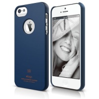 elago S5 Slim Fit Case for iPhone 5 + Logo Protection Film included - eco friendly Retail Packaging - Soft feeling Jean Indigo