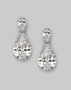 EXCLUSIVELY AT SAKS. A breathtaking pear shaped drop earring in cubic zirconia.Cubic zirconia Rhodium plated sterling silver Length, about 1 Width, about ½ Post and clutch backs Imported 