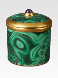 This handcrafted porcelain design is topped with a cabochon Quartz and holds a lightly scented candle. Hand-painted 24K gold trimPink Champagne scented candleCrafted with Limoges porcelain paste4W X 4HMade in Portugal This handcrafted porcelain design is topped with a cabochon Quartz and holds a lightly scented candle. Hand-painted 24K gold trimPink Champagne scented candleCrafted with Limoges porcelain paste4W X 4HMade in Portugal