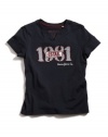 GUESS Kids Boys Slit Neck Tee with Mixed Appliqué, NAVY (20)