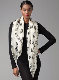Skull patterned silk adds a hint of rocker chic to everything. Silk About 41 X 47 Dry clean Made in Italy