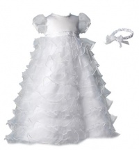 Lauren Madison baby girl Christening Baptism Special occasion Newborn Multi Tiered Organza dress gown With Satin Bodice, White, 9-12 Months Lauren Madison baby girl Christening Baptism Special occasion Newborn Multi Tiered Organza dress gown With Satin Bodice, White, 9-12 Months