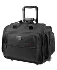 A great getaway bag that's here to stay, Tumi's wheeled duffel is an ideal carry-on for overnight trips or as a companion piece to larger luggage. The open interior provides ample space for clothes and a travel kit, while several pockets offer amazing organization. Tumi quality assurance warranty. A great getaway bag that's here to stay, Tumi's wheeled duffel is an ideal carry-on for overnight trips or as a companion piece to larger luggage. The open interior provides ample space for clothes and a travel kit, while several pockets offer amazing organization. Tumi quality assurance warranty.