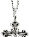 King Baby Men's 22 Curb Link Chain with Traditional Cross with Heart Pendant Necklace