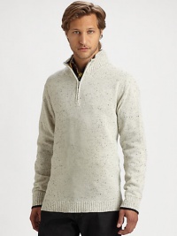 Classic-fit sweater shaped in a superior blend of wool and angora with contrasting donegal details throughout the body and the cuffs.MockneckQuarter-zip placketRibbed knit collar, cuffs and hem88% wool/12% angoraDry cleanImported Classic-fit sweater shaped in a superior blend of wool and angora with contrasting donegal details throughout the body and the cuffs.MockneckQuarter-zip placketRibbed knit collar, cuffs and hem88% wool/12% angoraDry cleanImported