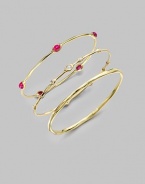 Elegant, yet imminently wearable, this 18k gold bracelet has nine dazzling diamonds. 18k goldDiamonds, .5, tcwDiameter, about 2½ Slip-on styleImported