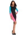 Fluoro colorblocking adds high-impact to this BCBGMAXAZRIA mini dress for a modern-chic look!