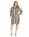 Jones New York Women's Plus-Size Boat Neck Long Sleeve Dress