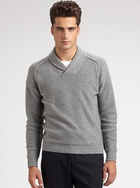 EXCLUSIVELY OURS. What every man needs for winter: our reverse jersey sweater is shaped in Scottish cashmere with reverse seaming and a cozy shawl collar. Shawl collar Scottish cashmere Dry clean Imported EXCLUSIVELY OURS. What every man needs for winter: our reverse jersey sweater is shaped in Scottish cashmere with reverse seaming and a cozy shawl collar. Shawl collar Scottish cashmere Dry clean Imported