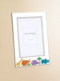 From the Jungle Parade collection, this lovely keepsake is perfect for the little explorer who's fascinated with the wild creatures found in the jungles and rainforests. Display your special adventurer in this silverplate picture frame featuring a menagerie of animals trekking through the jungle.Elegantly gift boxedSilverplateHold 4 X 6 photos6.25W X 4.5HImported