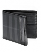 Billfold wallet with billfold, eight credit card slots.