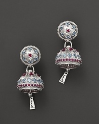 Inspired by Zen philosophy, these earrings from Paul Morelli gleam with intricately detailed sterling silver meditation bells, set with pink rhodolite and blue topaz. Inspired by Zen philosophy, these earrings from Paul Morelli gleam with intricately detailed sterling silver meditation bells, set with pink rhodolite and blue topaz.