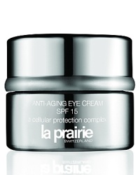 Anti-Aging Eye Cream SPF 15 features multi-action interceptors to eliminate inflammation, dehydration and loss of youthful firmness in the eye area as it decreases the appearance of cross-hatch lines and wrinkles. Anti-Aging Eye Cream SPF 15 features multi-action interceptors to eliminate inflammation, dehydration and loss of youthful firmness in the eye area as it decreases the appearance of cross-hatch lines and wrinkles.