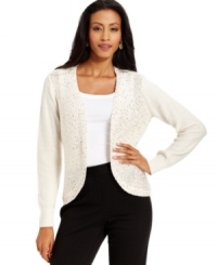 Charter Club's sequin sweater adds a flash of sparkle to casual ensembles. Pair it with ponte pants for comfortable and chic style. Charter Club's sequin sweater adds a flash of sparkle to casual ensembles. Pair it with ponte pants for comfortable and chic style.