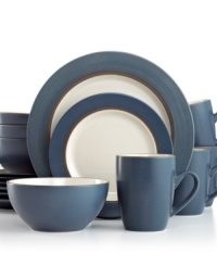 Set in stone. Practical and perfect for every day, Thomson Pottery's Kensington Stone dinnerware set features durable stoneware place settings pairing glossy white interiors with swaths of matte slate and cocoa accents. Set in stone. Practical and perfect for every day, Thomson Pottery's Kensington Stone dinnerware set features durable stoneware place settings pairing glossy white interiors with swaths of matte slate and cocoa accents.