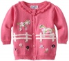 Hartstrings Baby-Girls Newborn Cotton Horse Motif Cardigan Sweater, Fuchsia Gem, 0-3 Months
