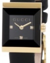 Gucci Women's YA128505 G-Frame Square Black Satin Strap 18k Case Watch