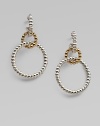 From the Bedeg Collection. Caviar hoops of beautifully radiant 18k gold and sleek sterling silver in a drop design. 18k goldSterling silverDrop, about 2¼Post backImported 