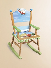 From the Transportation Collection. Bright and cheerful, this little rocker is adorned with hand-painted modes of transport every child will enjoy.Sturdy design 16¾W X 22½H Constructed of MDF ImportedRecommended for ages 3 and up Please note: Some assembly may be required. From the Transportation Collection. Bright and cheerful, this little rocker is adorned with hand-painted modes of transport every child will enjoy.Sturdy design 16¾W X 22½H Constructed of MDF ImportedRecommended for ages 3 and up Please note: Some assembly may be required.