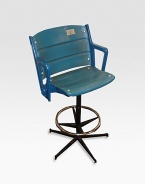 This authentic, legendary blue Yankee Stadium seat was pried from within baseball's cathedral in the Bronx and redesigned atop a wheeled base as a unique, sports-themed seat for the kitchen or home bar. Please note: each chair differs slightlyIncludes a certificate of authenticity77 lbs.24W X 43½H X 24LMade in USA