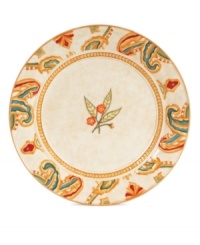 A fresh twist on a familiar pattern, the Carissa Paisley salad plates by Fitz and Floyd mix colorful paisleys with sculpted rope in durable stoneware. A fresh twist on a familiar pattern, the Carissa Paisley salad plates by Fitz and Floyd mix colorful paisleys with sculpted rope in durable stoneware.