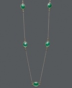 Long and luxurious. Wrap this stylish, Studio Silver design around your neck for a bold and brilliant look. Crafted in 18k gold over sterling silver and sterling silver with oval-cut green agate (45-3/8 mm). Approximate length: 38 inches.